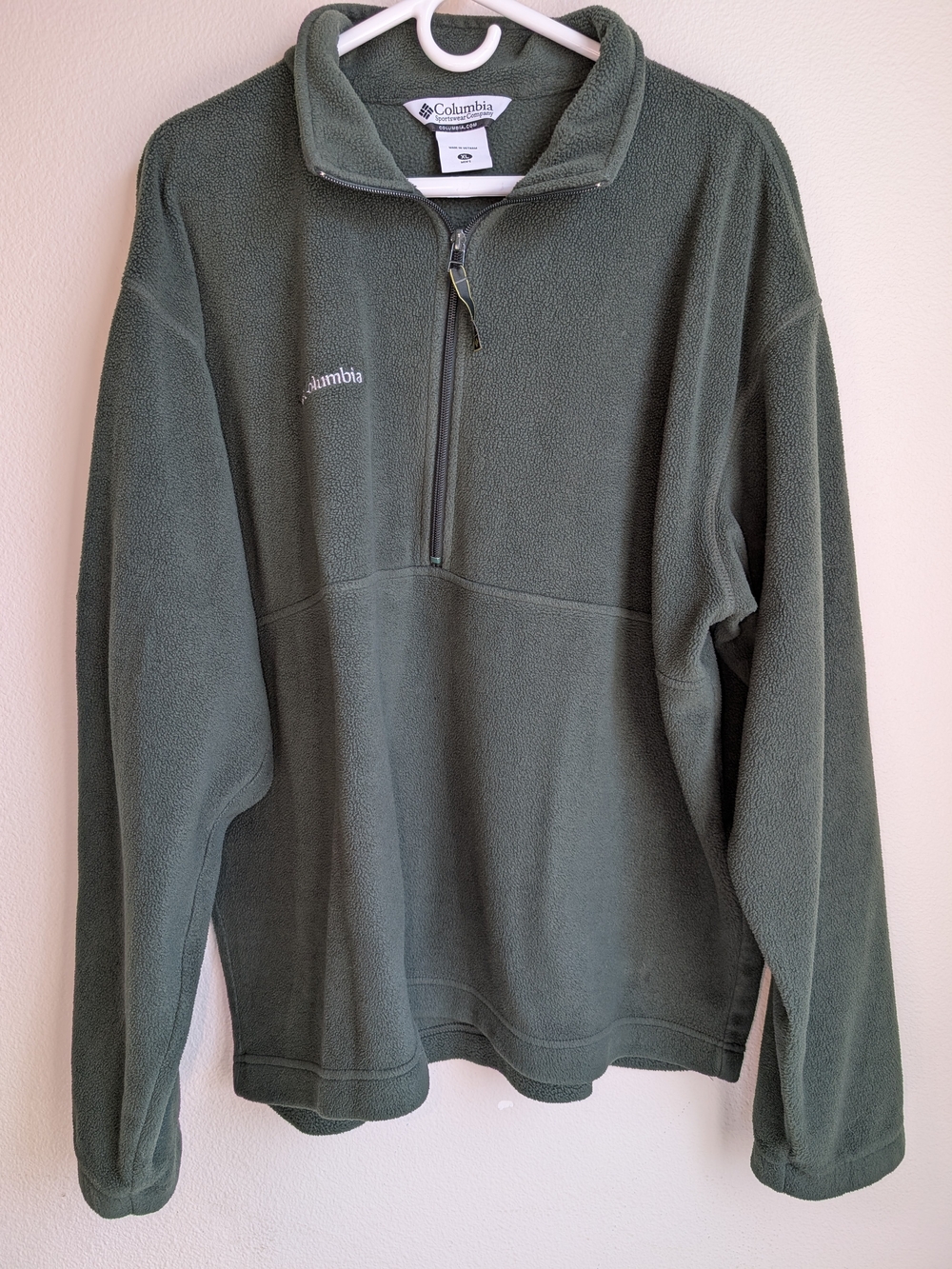 Columbia Men's Olive Green Half-Zip Fleece Pullover Size XL